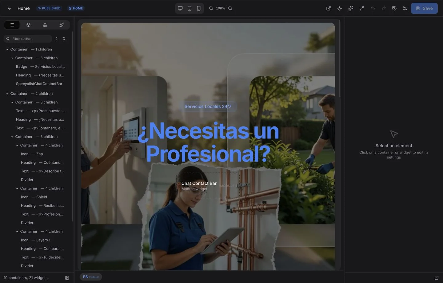 Current BASE visual editor showing the block structure and a page preview.